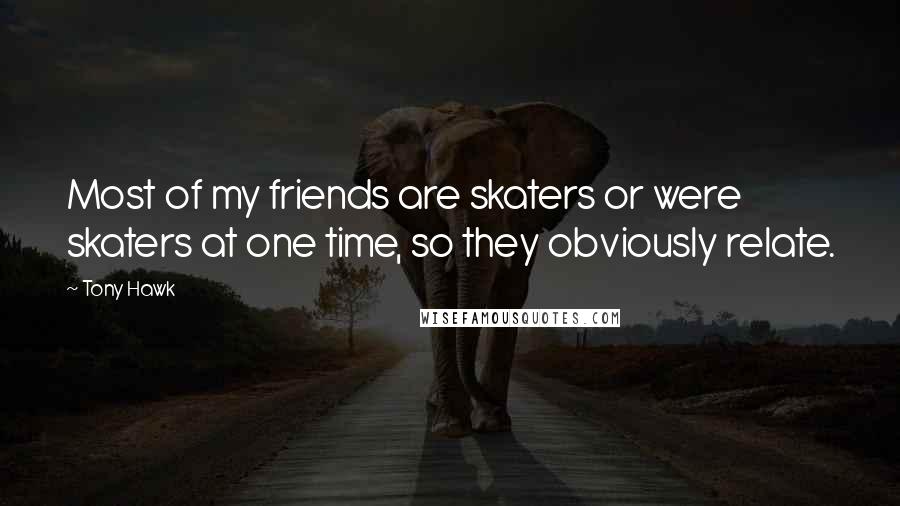 Tony Hawk Quotes: Most of my friends are skaters or were skaters at one time, so they obviously relate.