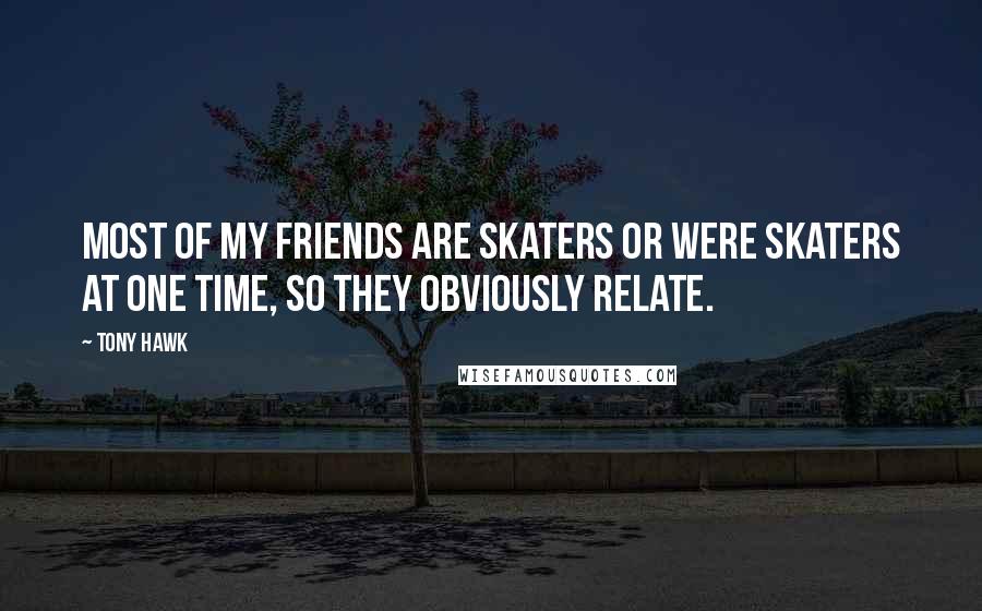 Tony Hawk Quotes: Most of my friends are skaters or were skaters at one time, so they obviously relate.