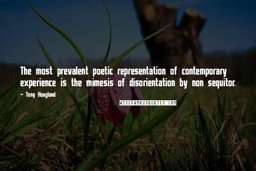 Tony Hoagland Quotes: The most prevalent poetic representation of contemporary experience is the mimesis of disorientation by non sequitor.