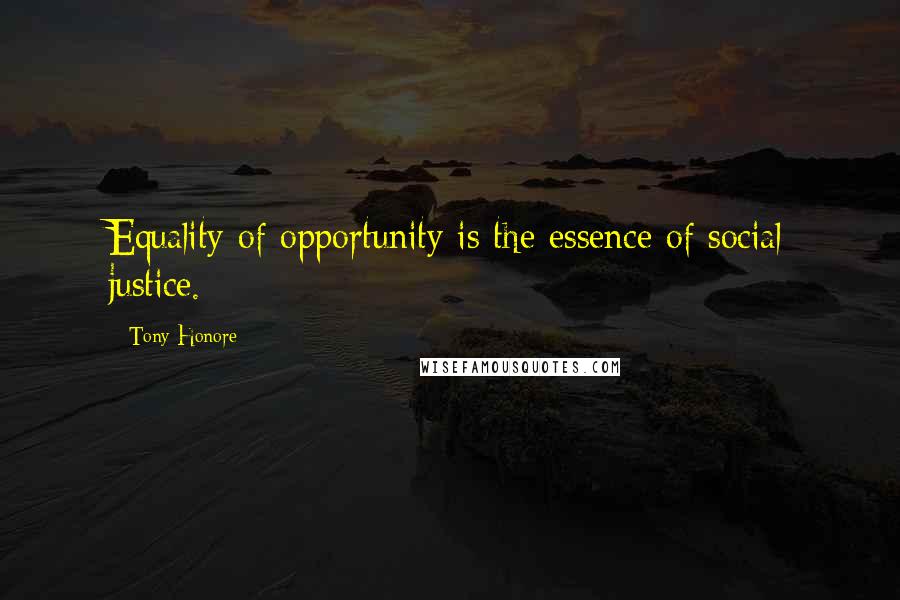 Tony Honore Quotes: Equality of opportunity is the essence of social justice.