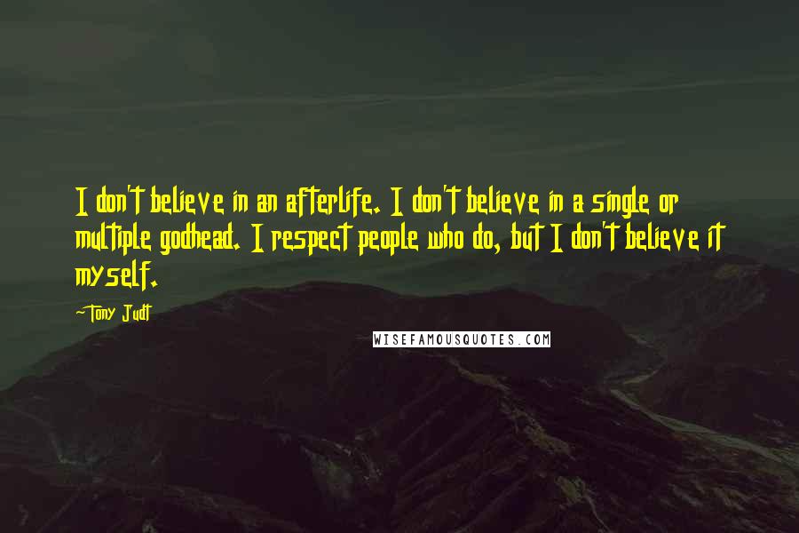 Tony Judt Quotes: I don't believe in an afterlife. I don't believe in a single or multiple godhead. I respect people who do, but I don't believe it myself.