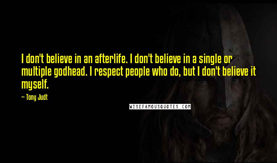 Tony Judt Quotes: I don't believe in an afterlife. I don't believe in a single or multiple godhead. I respect people who do, but I don't believe it myself.