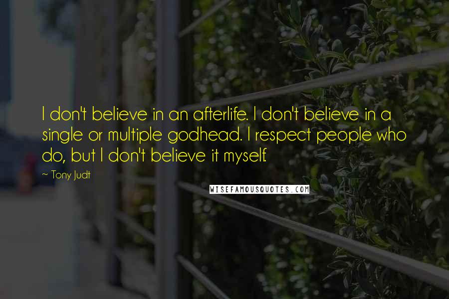 Tony Judt Quotes: I don't believe in an afterlife. I don't believe in a single or multiple godhead. I respect people who do, but I don't believe it myself.