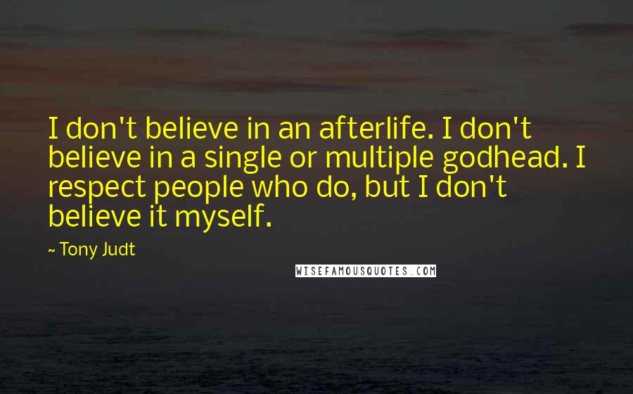 Tony Judt Quotes: I don't believe in an afterlife. I don't believe in a single or multiple godhead. I respect people who do, but I don't believe it myself.