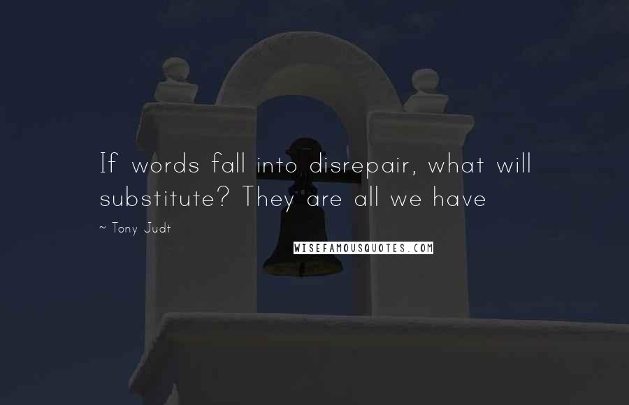 Tony Judt Quotes: If words fall into disrepair, what will substitute? They are all we have