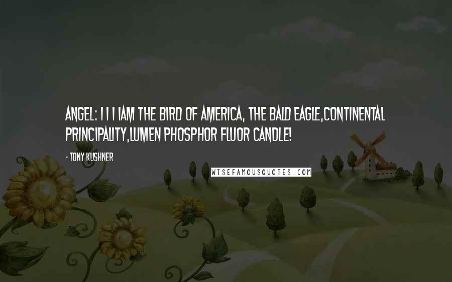 Tony Kushner Quotes: ANGEL: I I I IAm the Bird of America, the Bald Eagle,Continental Principality,LUMEN PHOSPHOR FLUOR CANDLE!