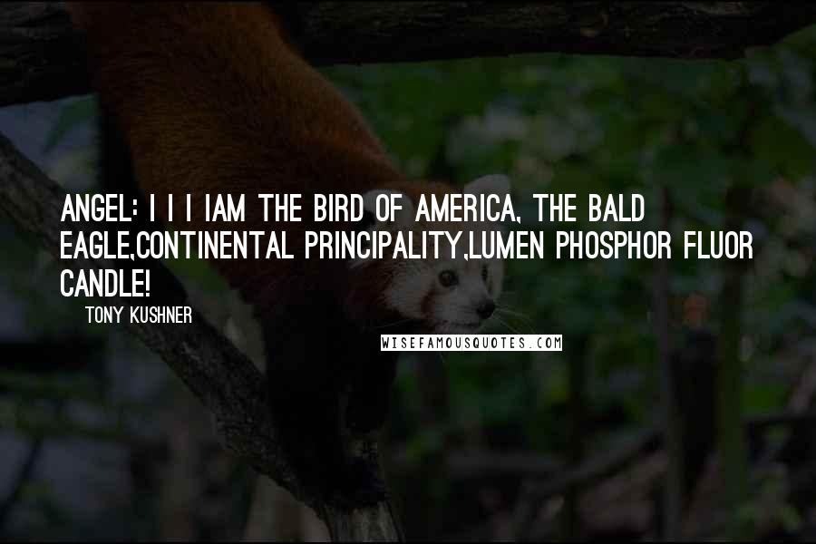 Tony Kushner Quotes: ANGEL: I I I IAm the Bird of America, the Bald Eagle,Continental Principality,LUMEN PHOSPHOR FLUOR CANDLE!