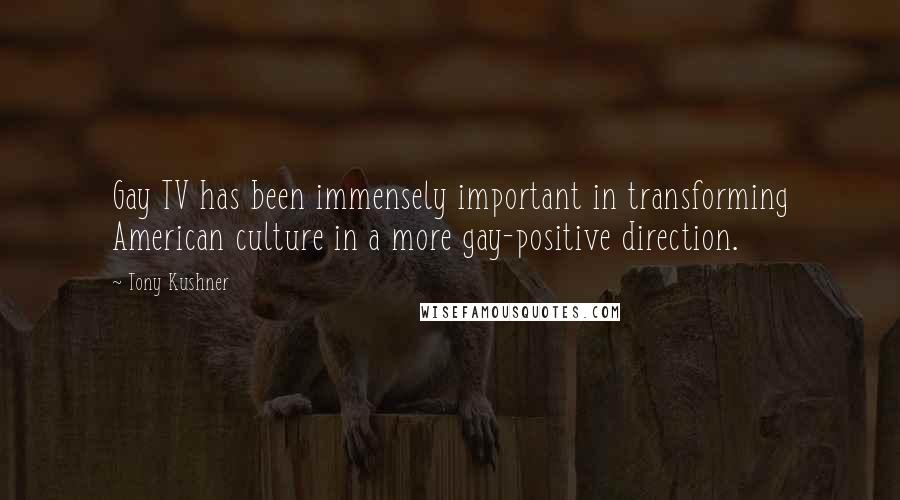 Tony Kushner Quotes: Gay TV has been immensely important in transforming American culture in a more gay-positive direction.