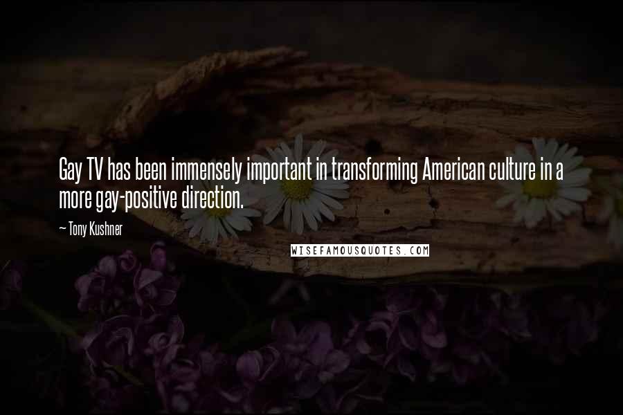 Tony Kushner Quotes: Gay TV has been immensely important in transforming American culture in a more gay-positive direction.