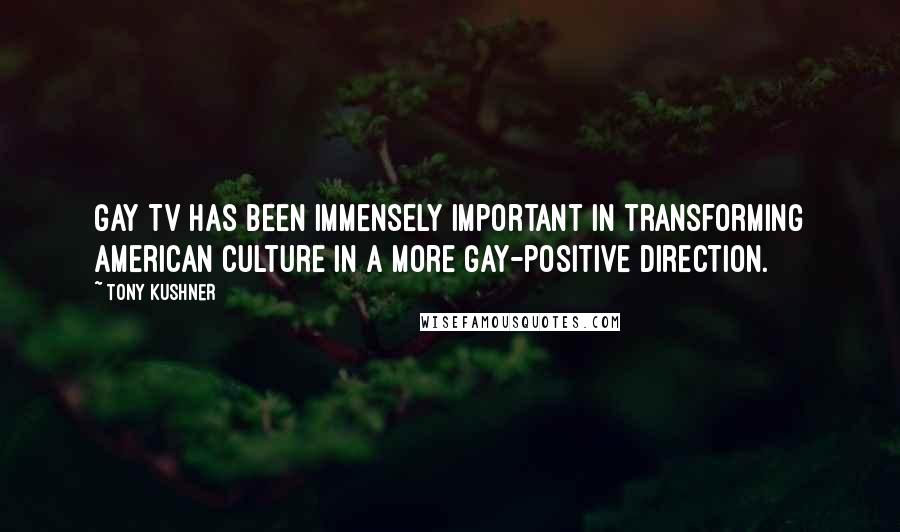 Tony Kushner Quotes: Gay TV has been immensely important in transforming American culture in a more gay-positive direction.