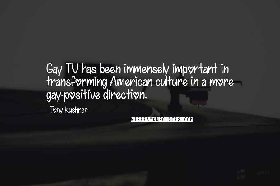 Tony Kushner Quotes: Gay TV has been immensely important in transforming American culture in a more gay-positive direction.