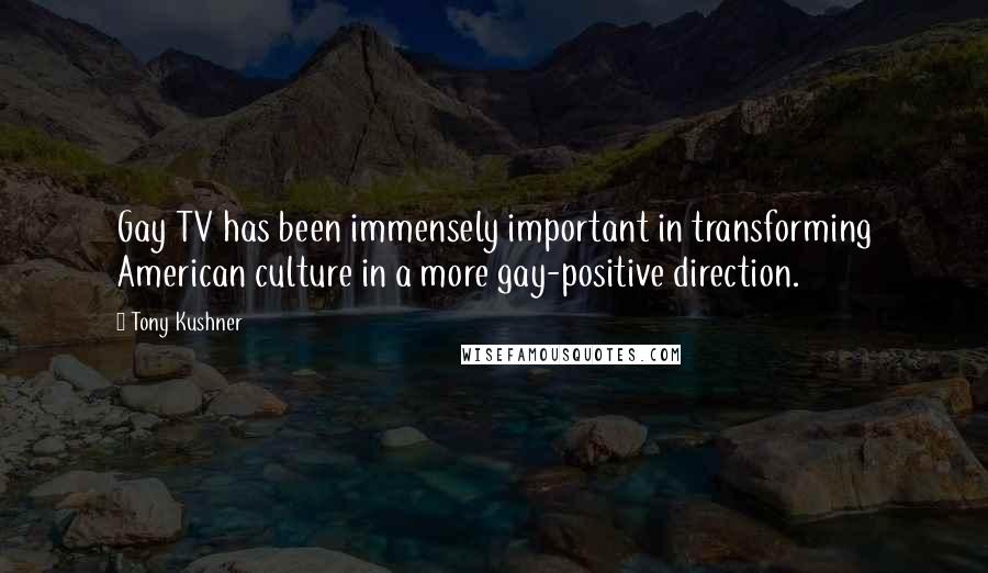 Tony Kushner Quotes: Gay TV has been immensely important in transforming American culture in a more gay-positive direction.