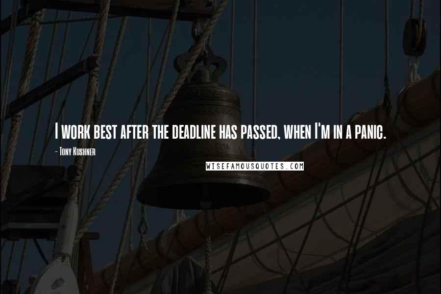 Tony Kushner Quotes: I work best after the deadline has passed, when I'm in a panic.