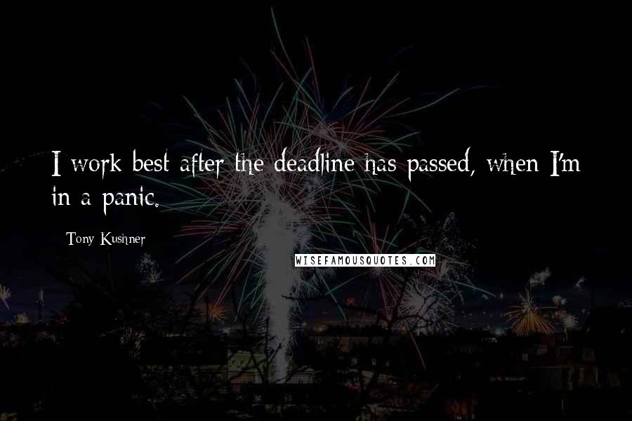 Tony Kushner Quotes: I work best after the deadline has passed, when I'm in a panic.