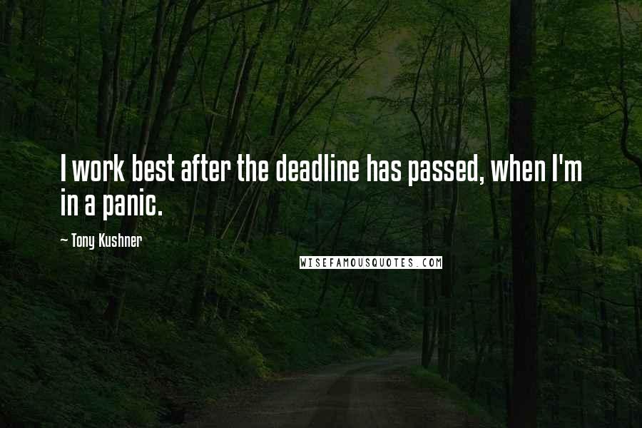 Tony Kushner Quotes: I work best after the deadline has passed, when I'm in a panic.