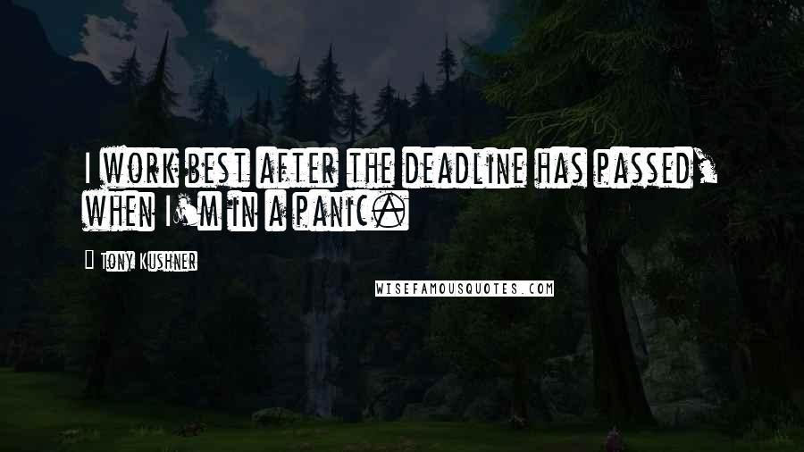 Tony Kushner Quotes: I work best after the deadline has passed, when I'm in a panic.