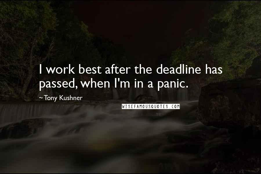 Tony Kushner Quotes: I work best after the deadline has passed, when I'm in a panic.