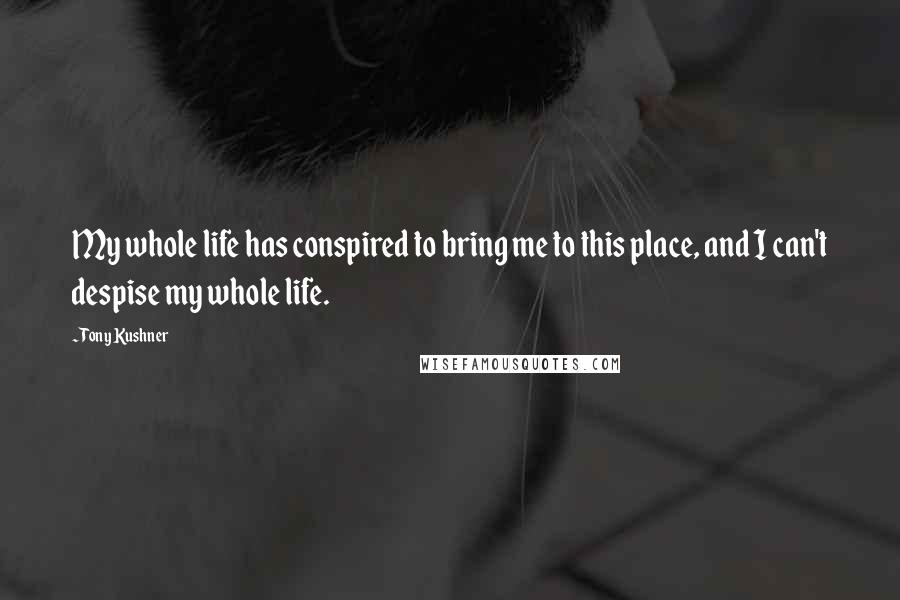 Tony Kushner Quotes: My whole life has conspired to bring me to this place, and I can't despise my whole life.