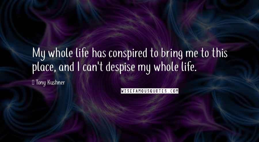 Tony Kushner Quotes: My whole life has conspired to bring me to this place, and I can't despise my whole life.