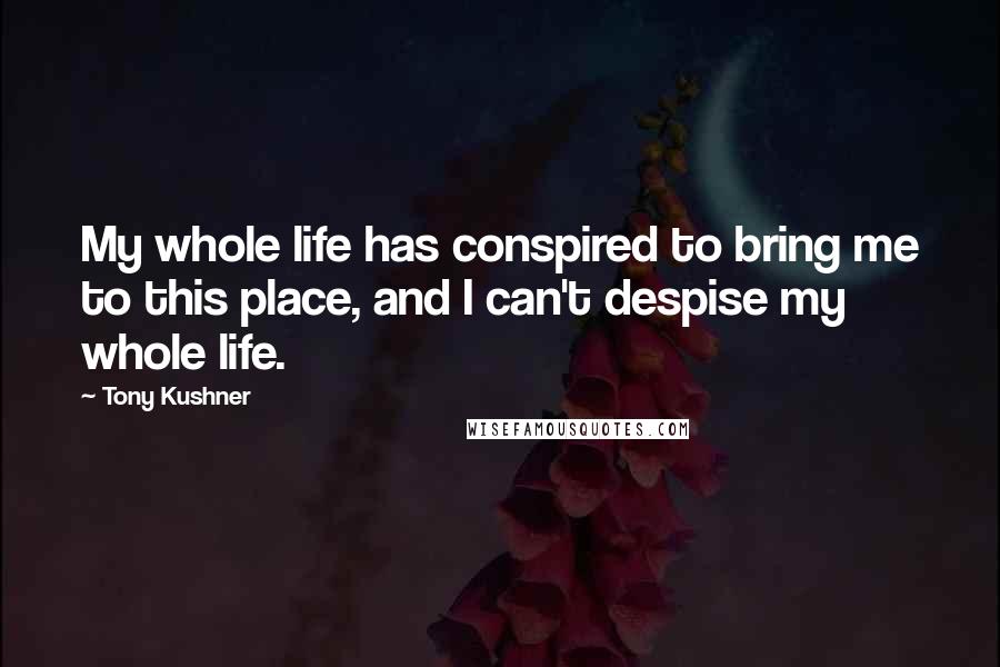 Tony Kushner Quotes: My whole life has conspired to bring me to this place, and I can't despise my whole life.