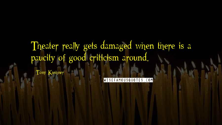 Tony Kushner Quotes: Theater really gets damaged when there is a paucity of good criticism around.