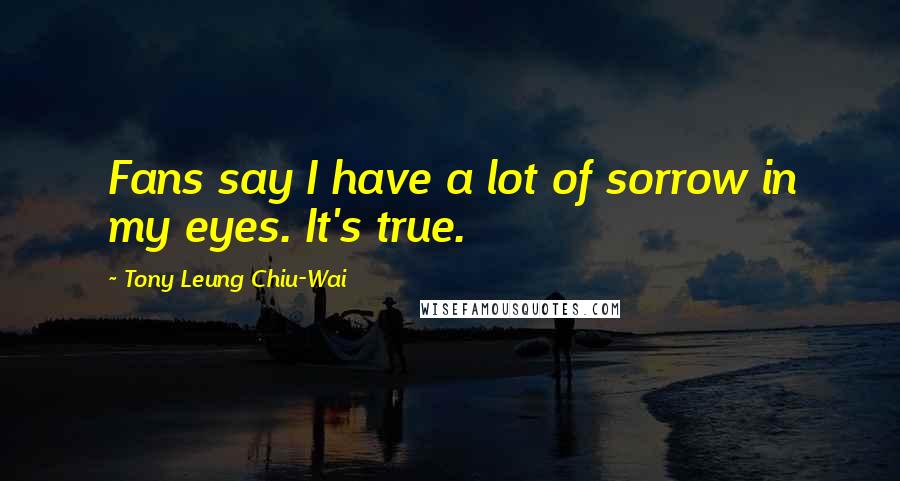 Tony Leung Chiu-Wai Quotes: Fans say I have a lot of sorrow in my eyes. It's true.