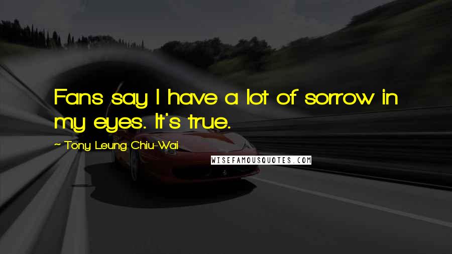 Tony Leung Chiu-Wai Quotes: Fans say I have a lot of sorrow in my eyes. It's true.