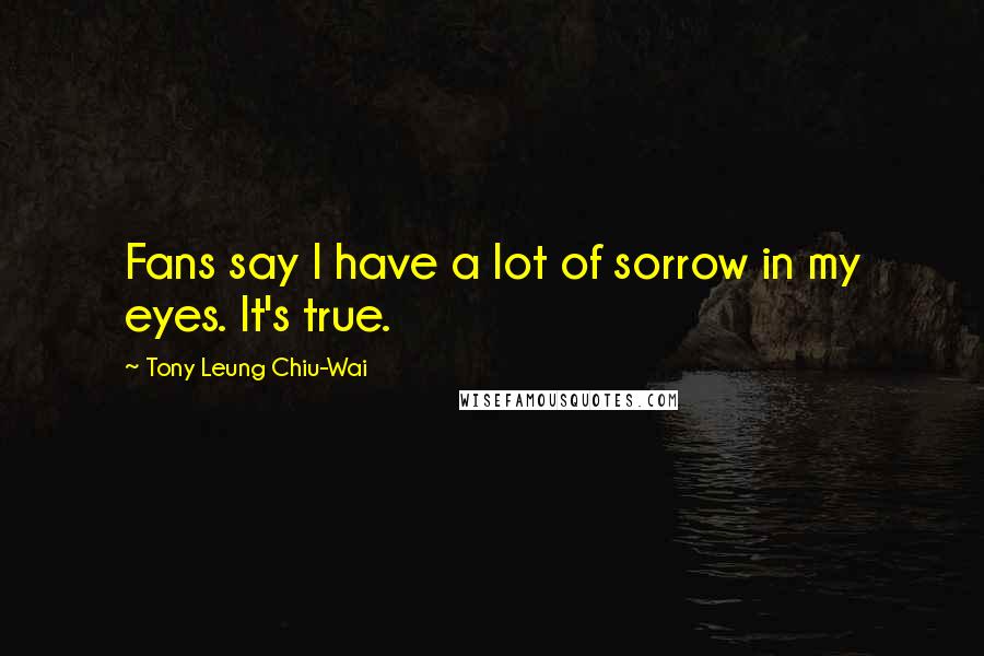 Tony Leung Chiu-Wai Quotes: Fans say I have a lot of sorrow in my eyes. It's true.