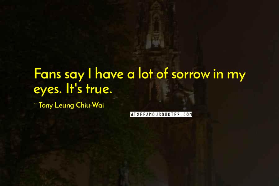 Tony Leung Chiu-Wai Quotes: Fans say I have a lot of sorrow in my eyes. It's true.