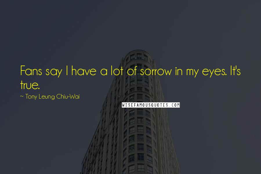 Tony Leung Chiu-Wai Quotes: Fans say I have a lot of sorrow in my eyes. It's true.