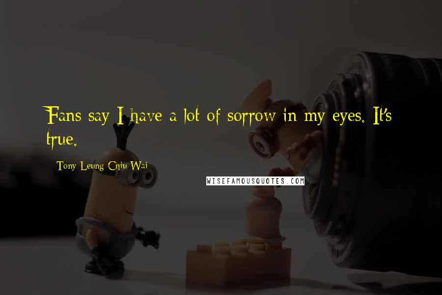 Tony Leung Chiu-Wai Quotes: Fans say I have a lot of sorrow in my eyes. It's true.