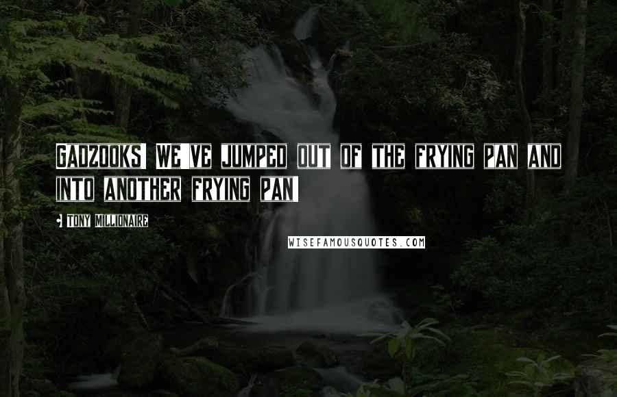 Tony Millionaire Quotes: Gadzooks! We've jumped out of the frying pan and into another frying pan!