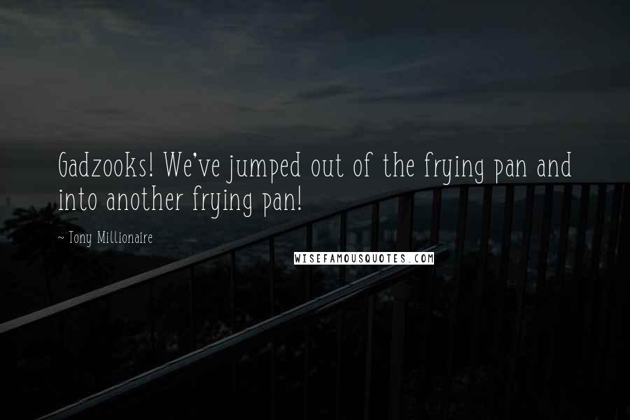 Tony Millionaire Quotes: Gadzooks! We've jumped out of the frying pan and into another frying pan!