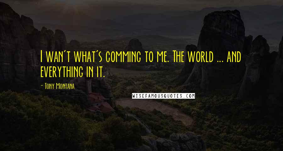 Tony Montana Quotes: I wan't what's comming to me. The world ... and everything in it.