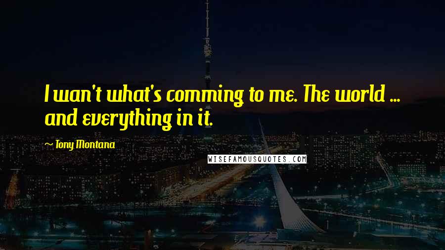 Tony Montana Quotes: I wan't what's comming to me. The world ... and everything in it.