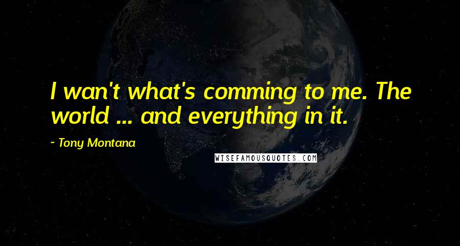 Tony Montana Quotes: I wan't what's comming to me. The world ... and everything in it.