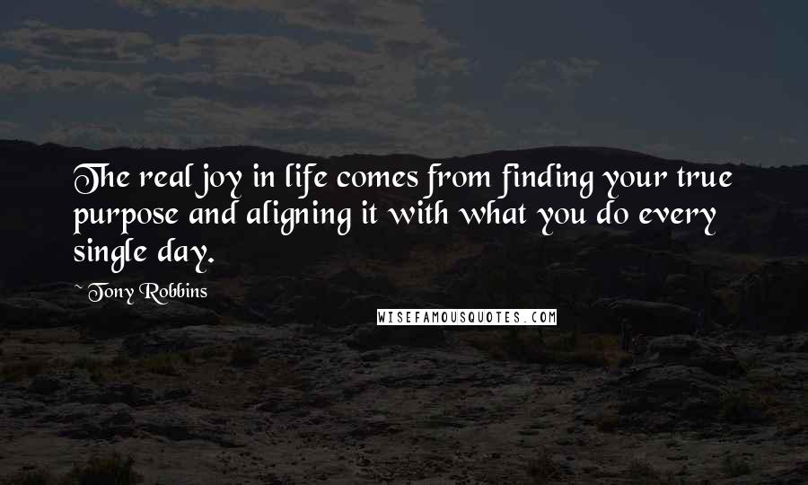 Tony Robbins Quotes: The real joy in life comes from finding your true purpose and aligning it with what you do every single day.