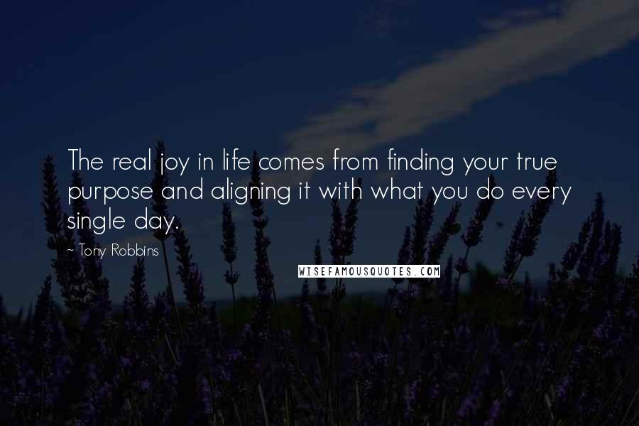 Tony Robbins Quotes: The real joy in life comes from finding your true purpose and aligning it with what you do every single day.