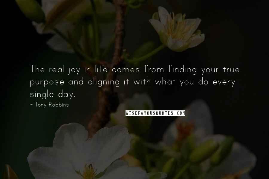 Tony Robbins Quotes: The real joy in life comes from finding your true purpose and aligning it with what you do every single day.