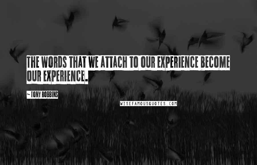 Tony Robbins Quotes: The words that we attach to our experience become our experience.