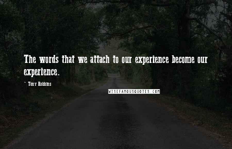 Tony Robbins Quotes: The words that we attach to our experience become our experience.