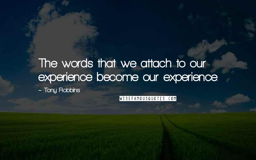 Tony Robbins Quotes: The words that we attach to our experience become our experience.