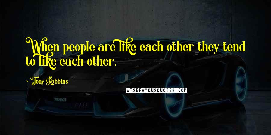 Tony Robbins Quotes: When people are like each other they tend to like each other.