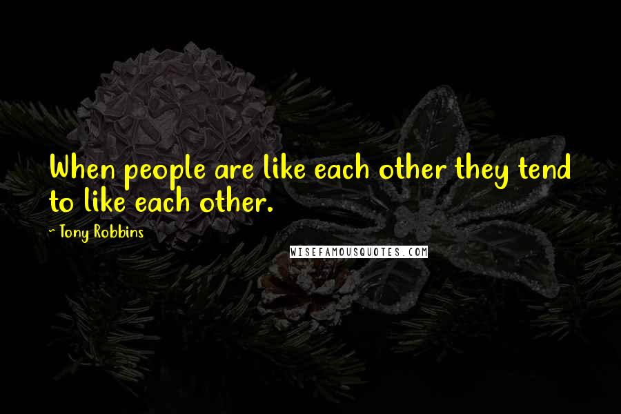 Tony Robbins Quotes: When people are like each other they tend to like each other.