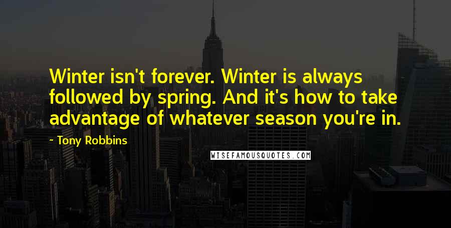 Tony Robbins Quotes: Winter isn't forever. Winter is always followed by spring. And it's how to take advantage of whatever season you're in.