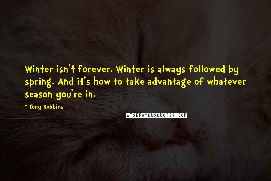 Tony Robbins Quotes: Winter isn't forever. Winter is always followed by spring. And it's how to take advantage of whatever season you're in.