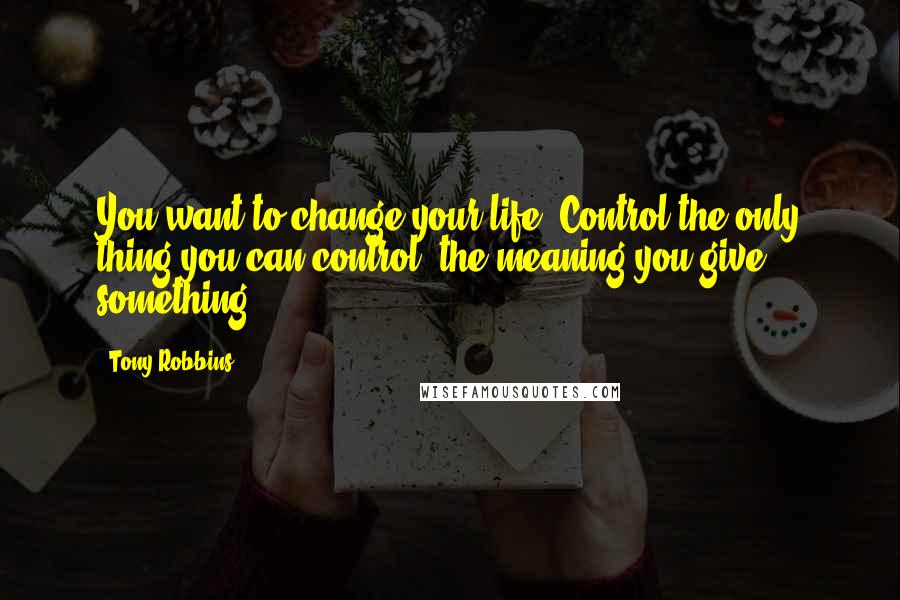 Tony Robbins Quotes: You want to change your life? Control the only thing you can control: the meaning you give something.