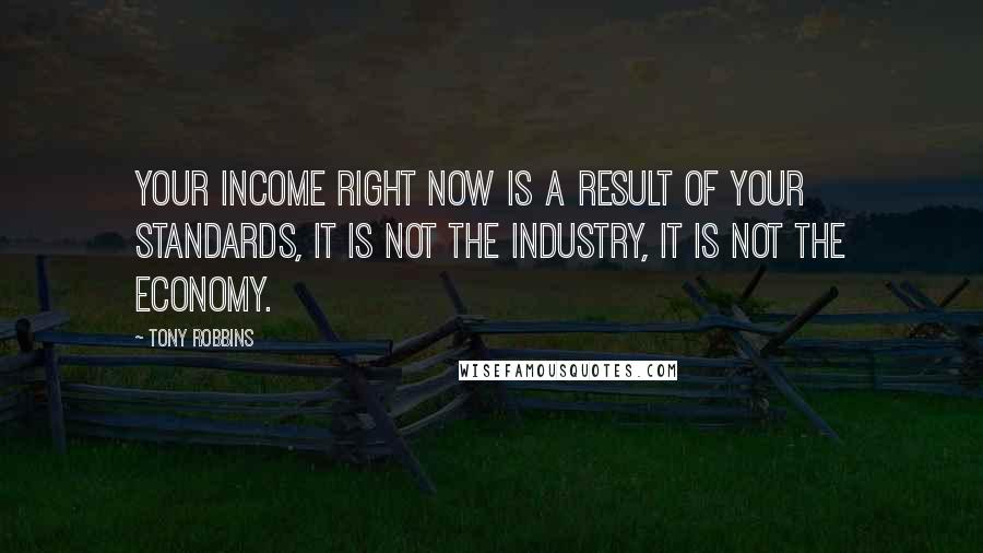 Tony Robbins Quotes: Your income right now is a result of your standards, it is not the industry, it is not the economy.
