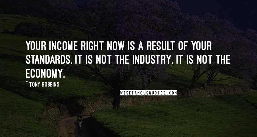 Tony Robbins Quotes: Your income right now is a result of your standards, it is not the industry, it is not the economy.