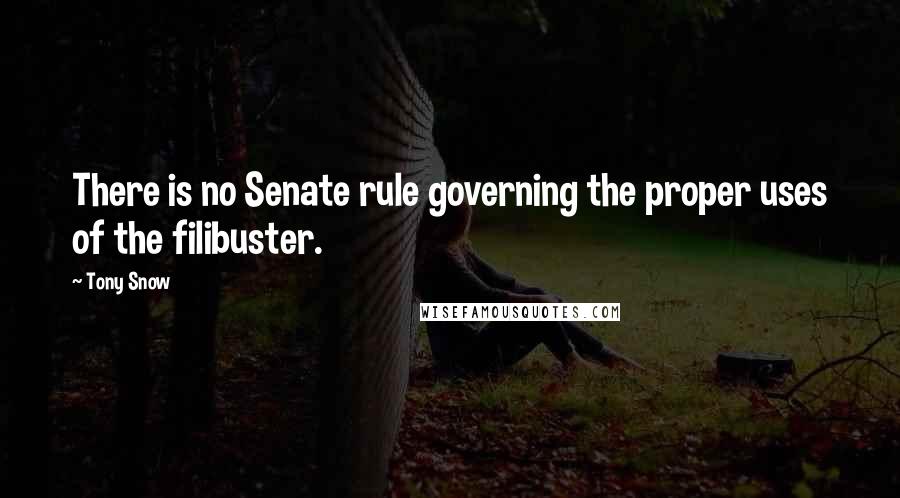 Tony Snow Quotes: There is no Senate rule governing the proper uses of the filibuster.